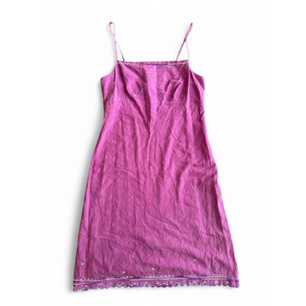 Dosa Cotton Embroidered Purple Slip Dress 3